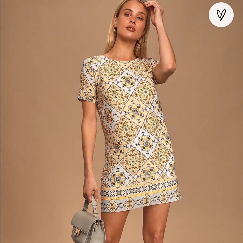 Yellow Print Shift Dress